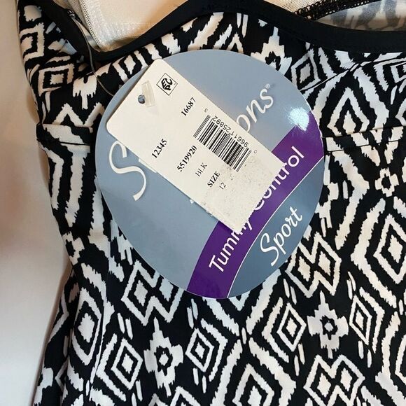 Swim solutions Diamonds printed tankini top 12 - Picture 6 of 7